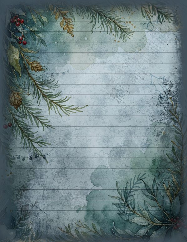Vintage Blue Writing Pages | Winter Wonderland Junk Journal | Printable Textured Framed Papers | Digital Download — image 19