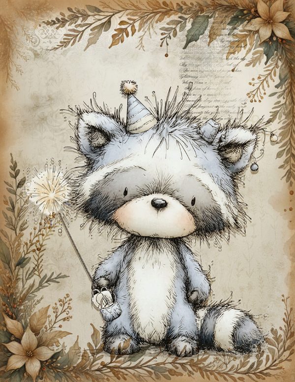Vintage Background Papers | Cozy Winter Friends Junk Journal Pages | Whimsical Animals | Digital Download — image 4