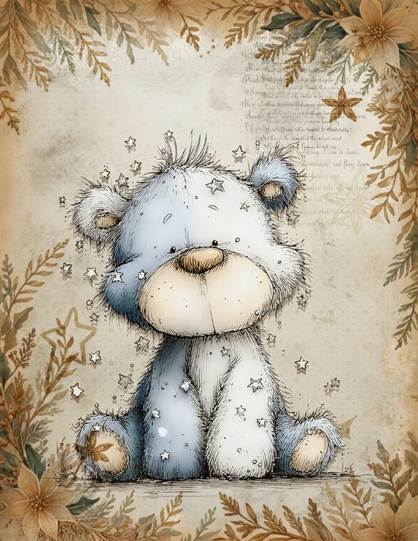 Vintage Background Papers | Cozy Winter Friends Junk Journal Pages | Whimsical Animals | Digital Download — image 5
