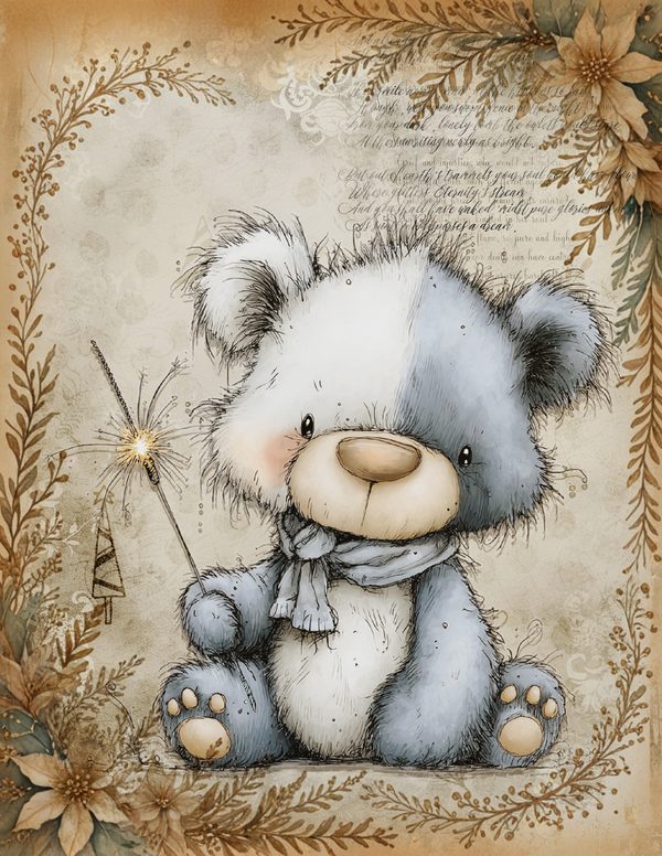 Vintage Background Papers | Cozy Winter Friends Junk Journal Pages | Whimsical Animals | Digital Download — image 6