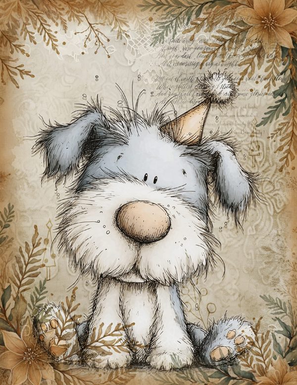 Vintage Background Papers | Cozy Winter Friends Junk Journal Pages | Whimsical Animals | Digital Download — image 12
