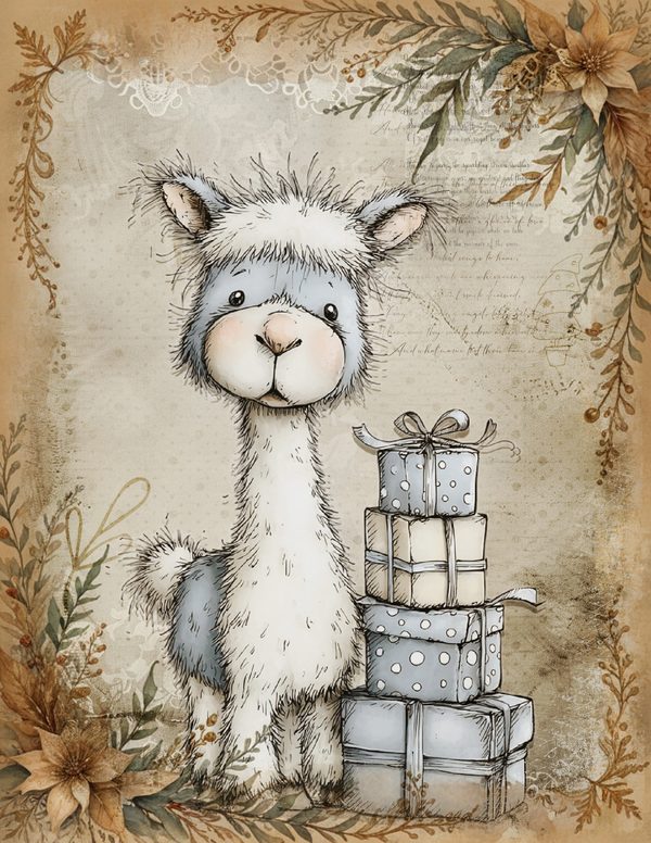 Vintage Background Papers | Cozy Winter Friends Junk Journal Pages | Whimsical Animals | Digital Download — image 13