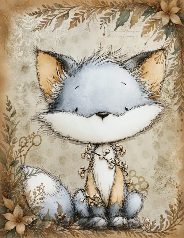 Vintage Background Papers | Cozy Winter Friends Junk Journal Pages | Whimsical Animals | Digital Download — image 20