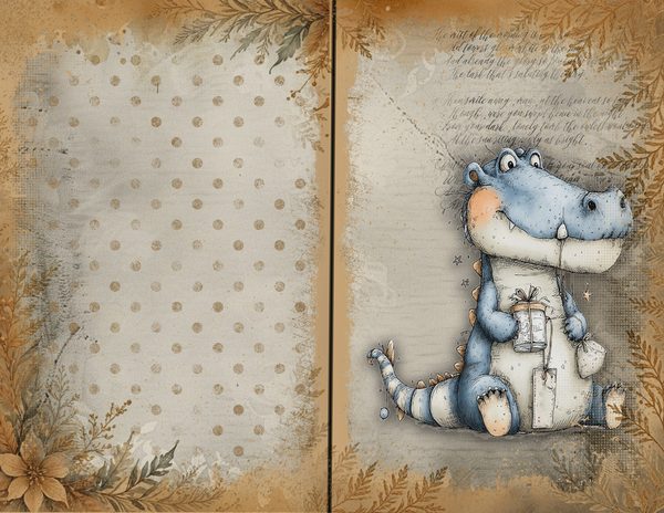 Vintage Background Papers | Cozy Winter Friends Junk Journal Pages | Whimsical Animals | Digital Download — image 21