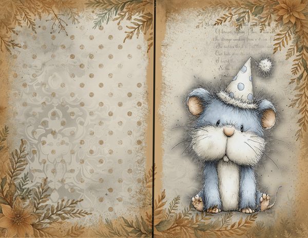 Vintage Background Papers | Cozy Winter Friends Junk Journal Pages | Whimsical Animals | Digital Download — image 23