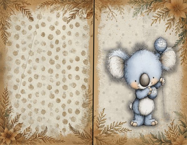 Vintage Background Papers | Cozy Winter Friends Junk Journal Pages | Whimsical Animals | Digital Download — image 25