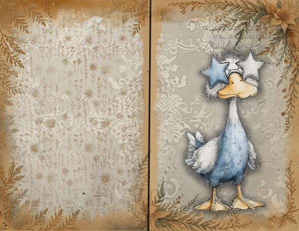 Vintage Background Papers | Cozy Winter Friends Junk Journal Pages | Whimsical Animals | Digital Download — image 26