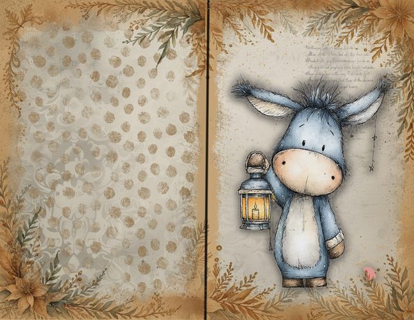 Vintage Background Papers | Cozy Winter Friends Junk Journal Pages | Whimsical Animals | Digital Download — image 28