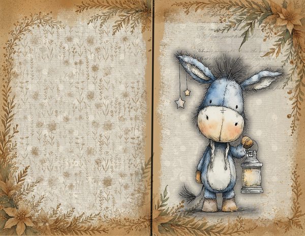 Vintage Background Papers | Cozy Winter Friends Junk Journal Pages | Whimsical Animals | Digital Download — image 29