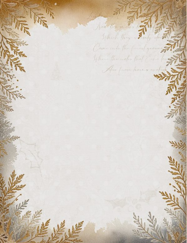 Vintage Writing Pages | Cozy Winter Friends Junk Journal | Printable Blank Framed Papers | Instant Download — image 1
