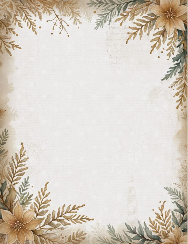 Vintage Writing Pages | Cozy Winter Friends Junk Journal | Printable Blank Framed Papers | Instant Download — image 6