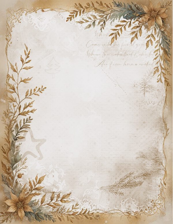 Vintage Writing Pages | Cozy Winter Friends Junk Journal | Printable Blank Framed Papers | Instant Download — image 7