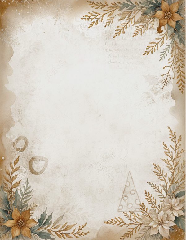 Vintage Writing Pages | Cozy Winter Friends Junk Journal | Printable Blank Framed Papers | Instant Download — image 8
