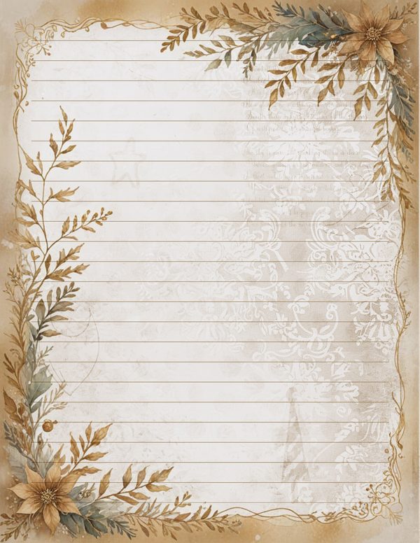 Vintage Writing Pages | Cozy Winter Friends Junk Journal | Printable Blank Framed Papers | Instant Download — image 13