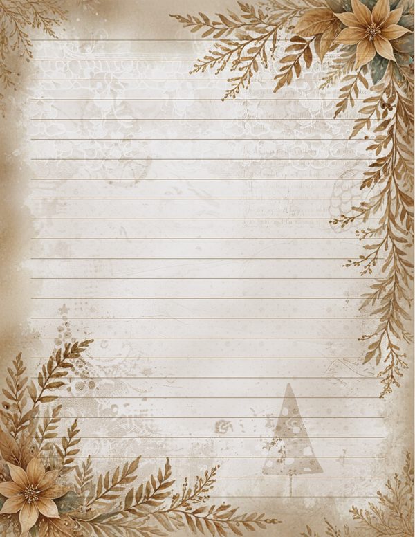 Vintage Writing Pages | Cozy Winter Friends Junk Journal | Printable Blank Framed Papers | Instant Download — image 14