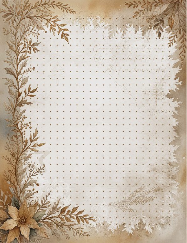 Vintage Writing Pages | Cozy Winter Friends Junk Journal | Printable Blank Framed Papers | Instant Download — image 17