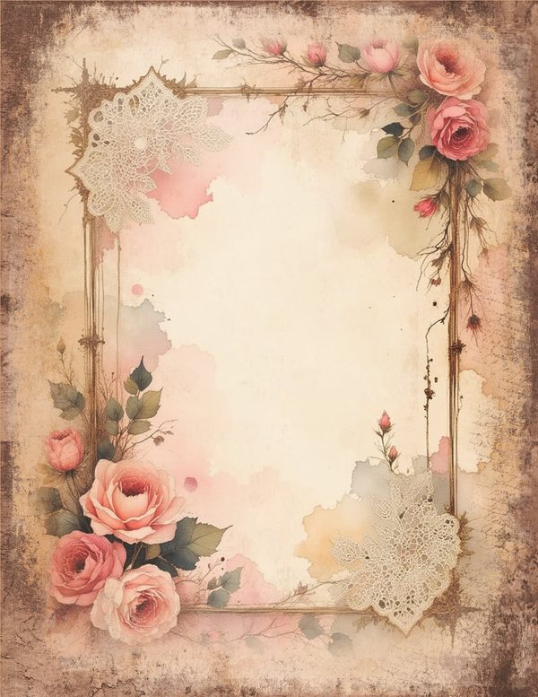 Vintage Pink Ladies Junk Journal Pages | Printable Portrait Sheets | Shabby Chic | Commercial Use — image 2