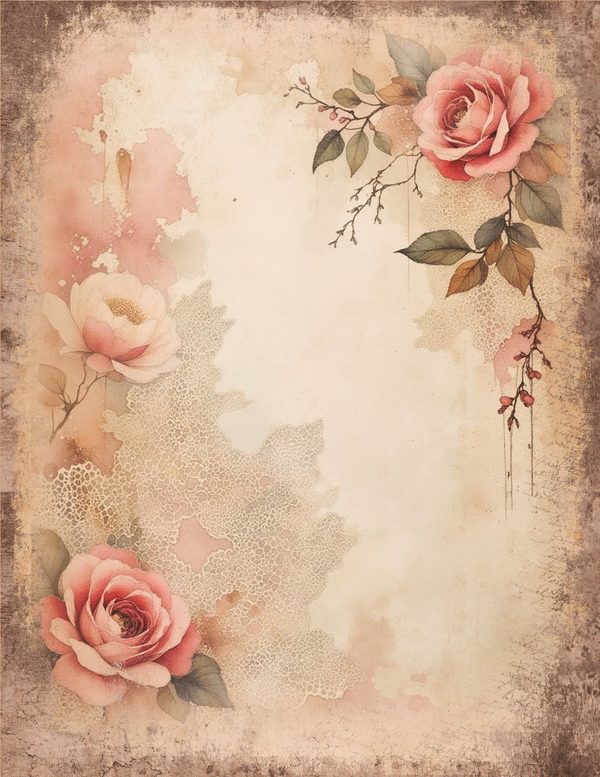 Vintage Pink Ladies Junk Journal Pages | Printable Portrait Sheets | Shabby Chic | Commercial Use — image 3