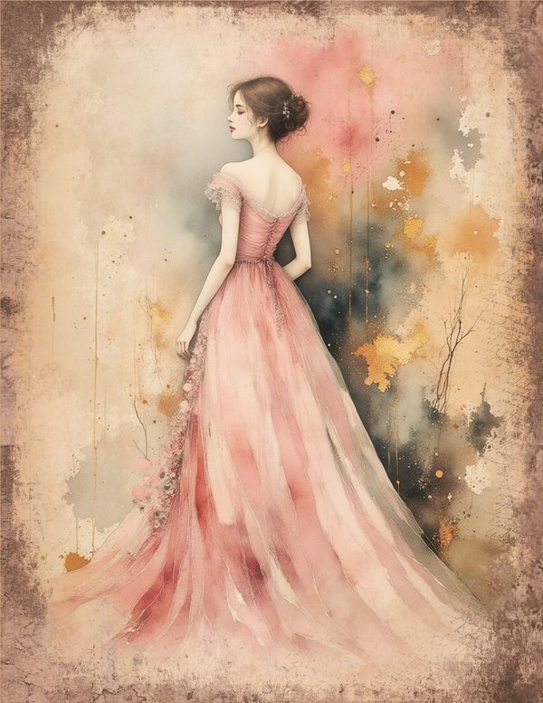Vintage Pink Ladies Junk Journal Pages | Printable Portrait Sheets | Shabby Chic | Commercial Use — image 8
