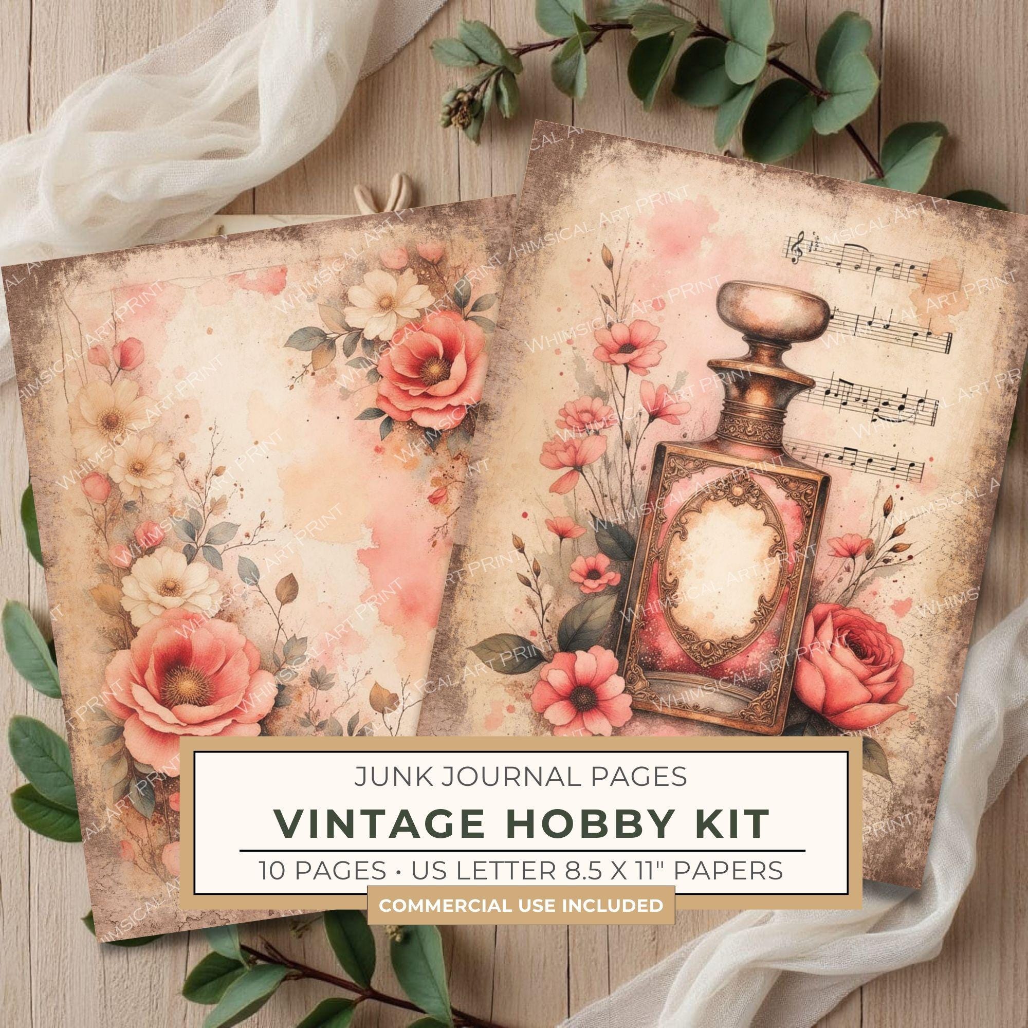 Seamstress Hobby Kit Junk Journal Pages | Vintage Sewing Printable | Victorian Shabby Chic