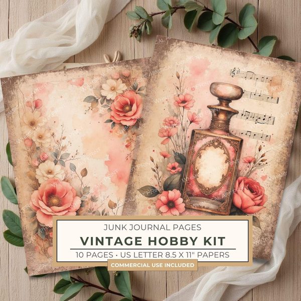 Seamstress Hobby Kit Junk Journal Pages | Vintage Sewing Printable | Victorian Shabby Chic