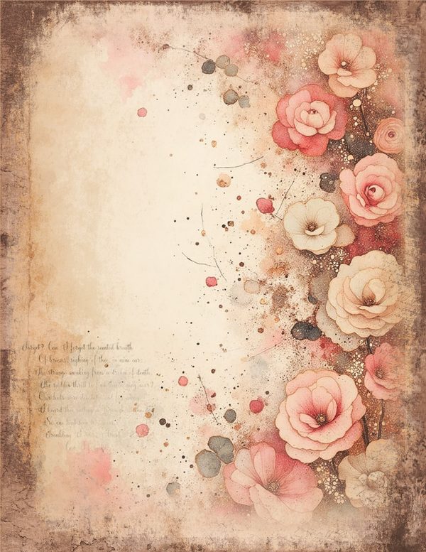 Vintage Floral Junk Journal Pages | Background Page Border Printables | Shabby Chic Pink Florals — image 5
