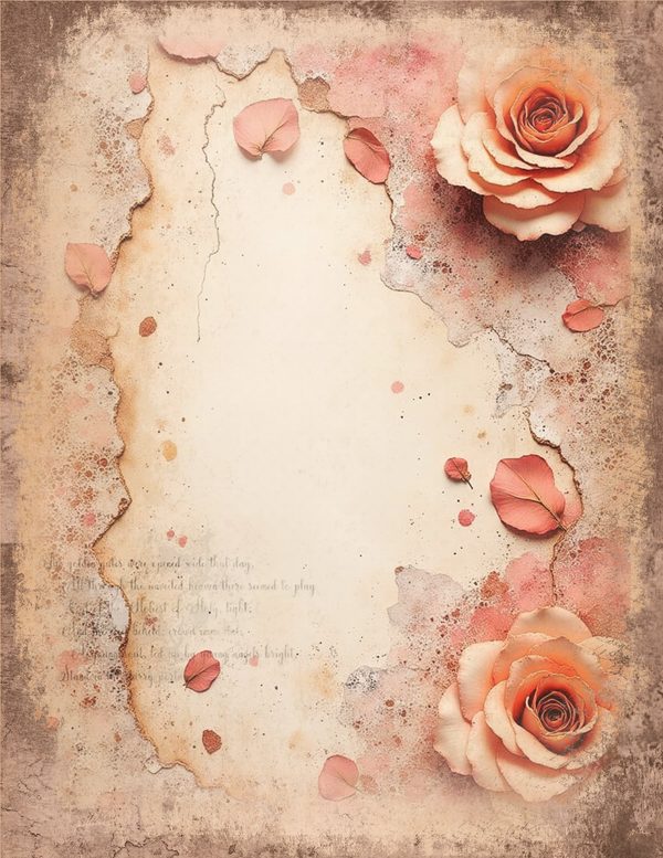 Vintage Floral Junk Journal Pages | Background Page Border Printables | Shabby Chic Pink Florals — image 6