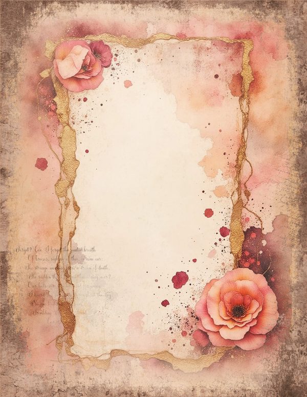 Vintage Floral Junk Journal Pages | Background Page Border Printables | Shabby Chic Pink Florals — image 11