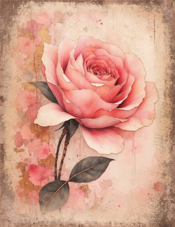 Vintage Floral Junk Journal Pages | Background Page Border Printables | Shabby Chic Pink Florals — image 15