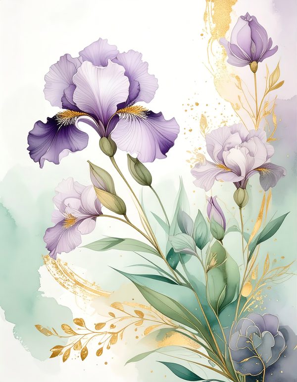 Purple Iris Digital Paper: Scrapbook Backgrounds, Commercial Use (10 JPGs) — image 1