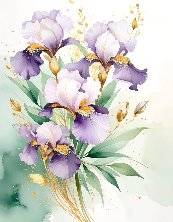 Purple Iris Digital Paper: Scrapbook Backgrounds, Commercial Use (10 JPGs) — image 2