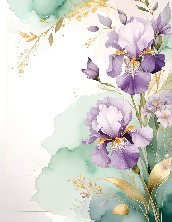 Purple Iris Digital Paper: Scrapbook Backgrounds, Commercial Use (10 JPGs) — image 3
