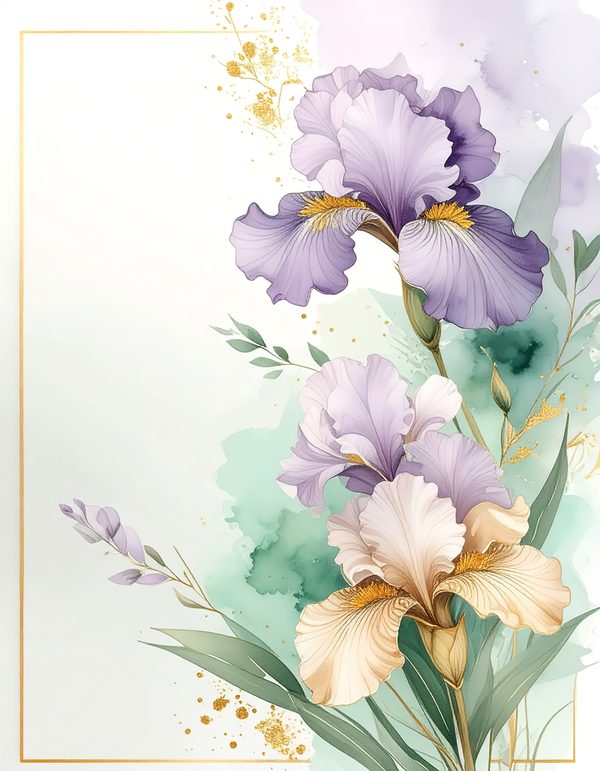 Purple Iris Digital Paper: Scrapbook Backgrounds, Commercial Use (10 JPGs) — image 4