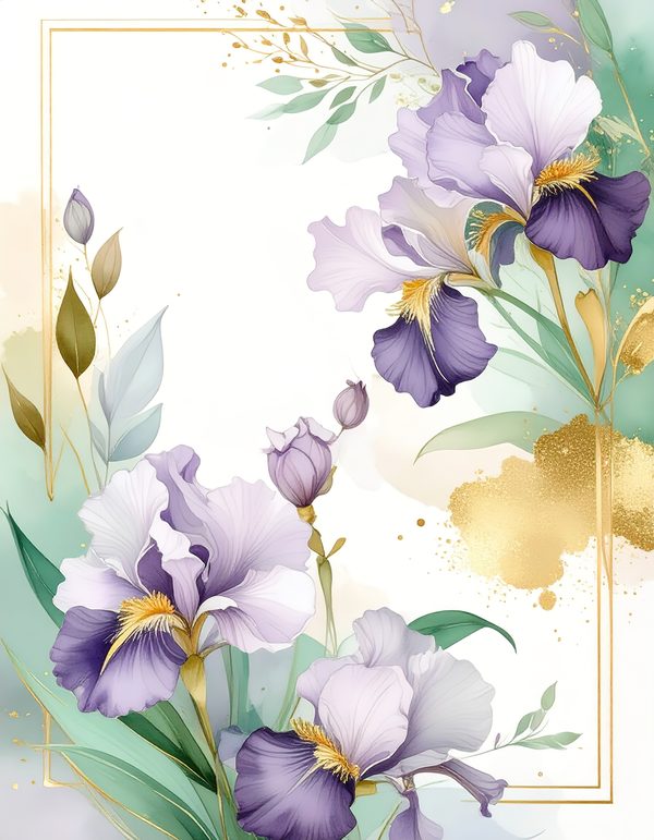 Purple Iris Digital Paper: Scrapbook Backgrounds, Commercial Use (10 JPGs) — image 6
