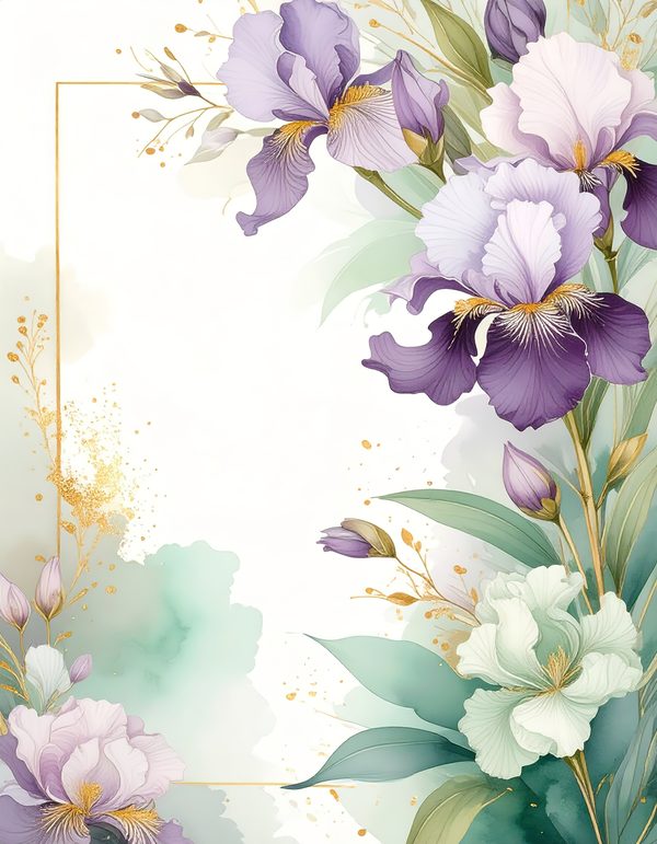 Purple Iris Digital Paper: Scrapbook Backgrounds, Commercial Use (10 JPGs) — image 7