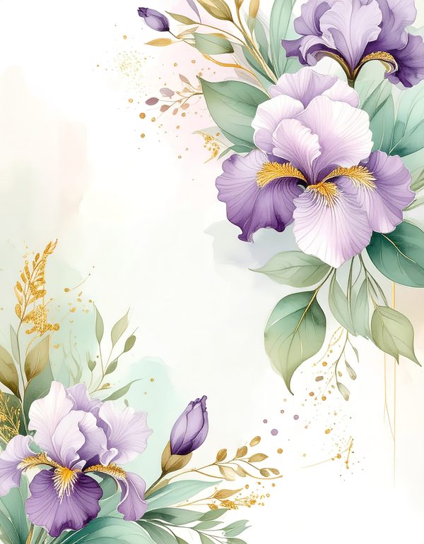 Purple Iris Digital Paper: Scrapbook Backgrounds, Commercial Use (10 JPGs) — image 9