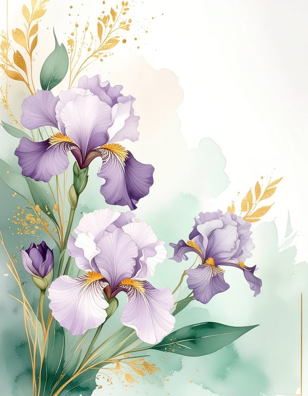 Purple Iris Digital Paper: Scrapbook Backgrounds, Commercial Use (10 JPGs) — image 10