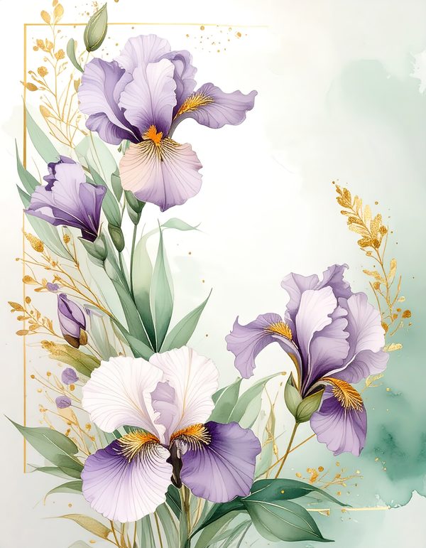 Purple Iris Digital Paper: Scrapbook Backgrounds, Commercial Use (10 JPGs) — image 11