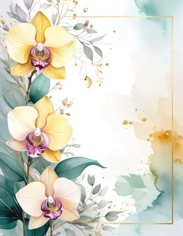 Yellow Orchids Digital Paper: Artistic Scrapbook Backgrounds (10 JPGs) Commercial Use — image 5