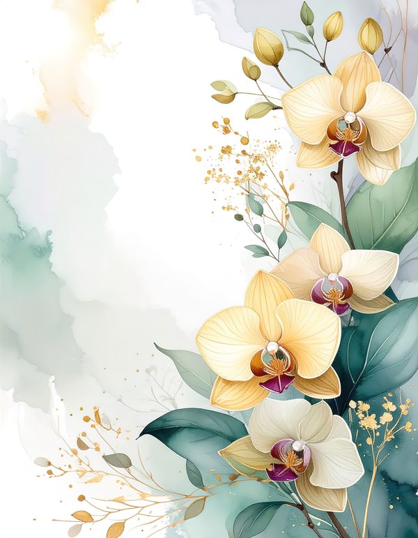 Yellow Orchids Digital Paper: Artistic Scrapbook Backgrounds (10 JPGs) Commercial Use — image 6