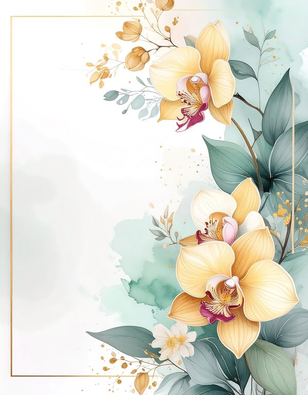 Yellow Orchids Digital Paper: Artistic Scrapbook Backgrounds (10 JPGs) Commercial Use — image 7