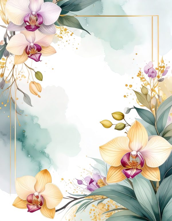 Yellow Orchids Digital Paper: Artistic Scrapbook Backgrounds (10 JPGs) Commercial Use — image 8