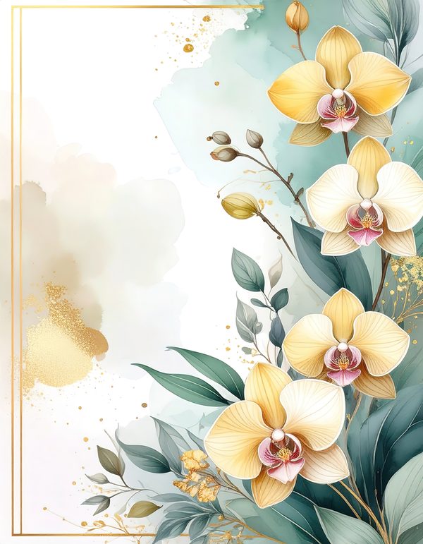 Yellow Orchids Digital Paper: Artistic Scrapbook Backgrounds (10 JPGs) Commercial Use — image 9