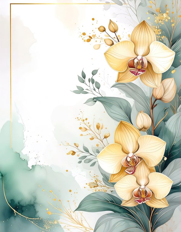 Yellow Orchids Digital Paper: Artistic Scrapbook Backgrounds (10 JPGs) Commercial Use — image 10