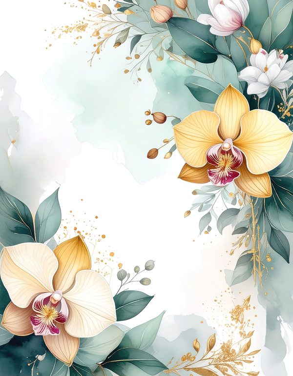 Yellow Orchids Digital Paper: Artistic Scrapbook Backgrounds (10 JPGs) Commercial Use — image 11