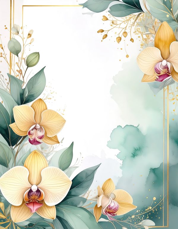 Yellow Orchids Digital Paper: Artistic Scrapbook Backgrounds (10 JPGs) Commercial Use — image 12
