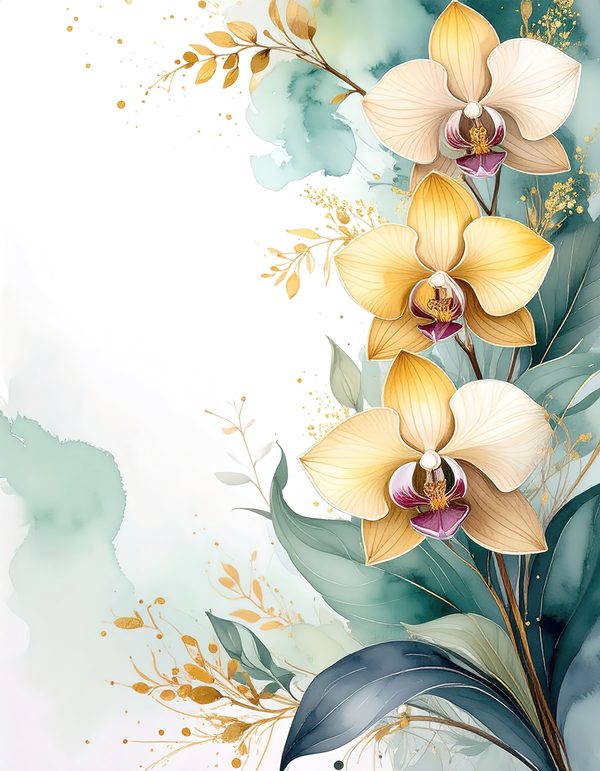 Yellow Orchids Digital Paper: Artistic Scrapbook Backgrounds (10 JPGs) Commercial Use — image 13