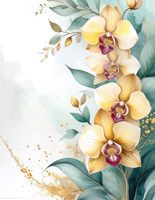 Yellow Orchids Digital Paper: Artistic Scrapbook Backgrounds (10 JPGs) Commercial Use — image 14