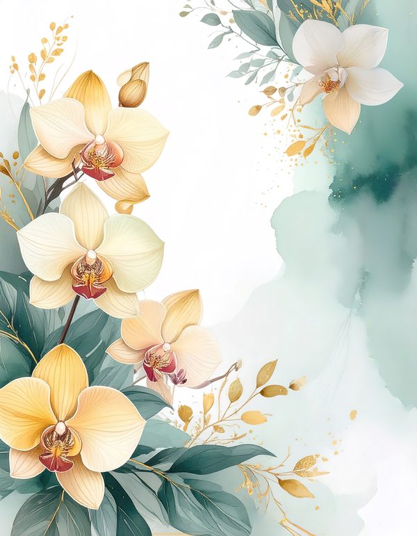 Yellow Orchids Digital Paper: Artistic Scrapbook Backgrounds (10 JPGs) Commercial Use — image 15