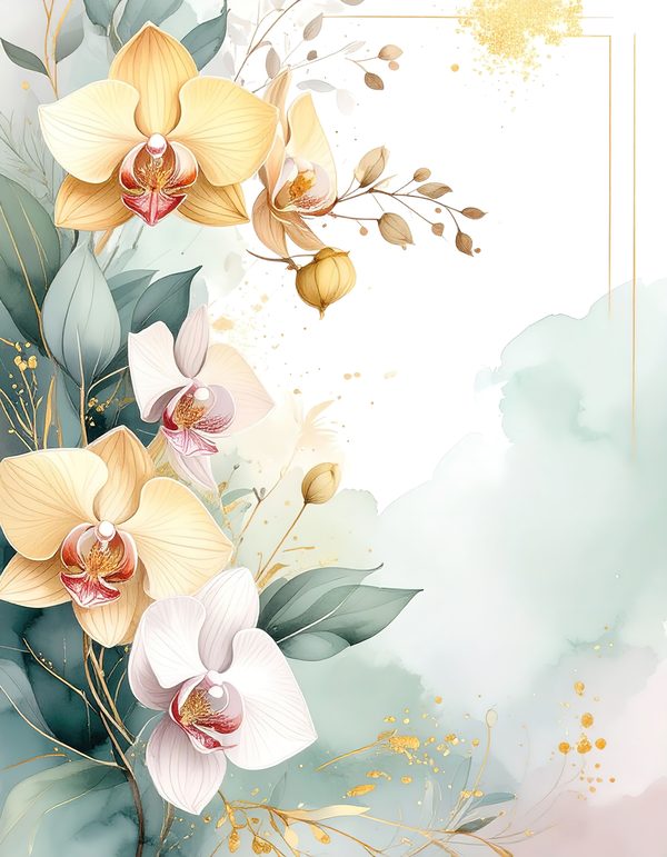 Yellow Orchids Digital Paper: Artistic Scrapbook Backgrounds (10 JPGs) Commercial Use — image 16